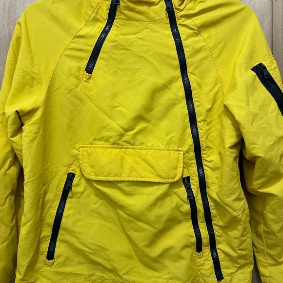 ZARA BOYS Rain Jacket Asymmetrical Hooded Hoodie Yellow